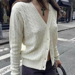 Brandy Melville beige, off-white, long sleeve cardigan top